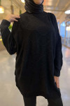 Self Patterned Knitwear Sweater Black