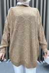 Self-Patterned Knitwear Sweater Milky Coffee