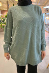 Self Patterned Knitwear Sweater Green