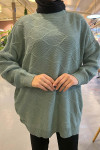 Self Patterned Knitwear Sweater Green