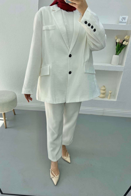 Linen Blazer Jacket White