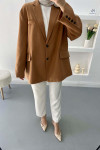 Linen Blazer Jacket Brown