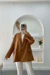 Linen Blazer Jacket Brown