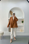 Linen Blazer Jacket Brown