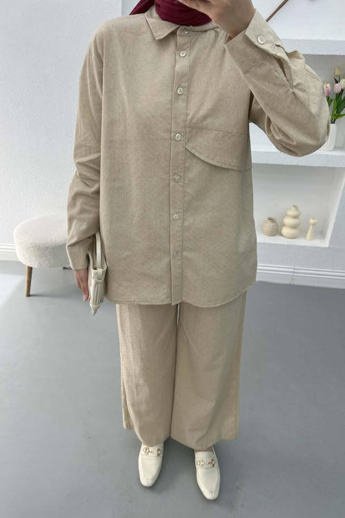 Linen Trouser Suit Beige