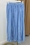 Wrinkled Pattern Elastic Waist Skirt Blue