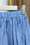 Wrinkled Pattern Elastic Waist Skirt Blue