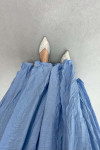 Wrinkled Pattern Elastic Waist Skirt Blue