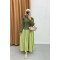 Wrinkled Pattern Elastic Waist Skirt Green