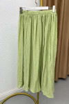 Wrinkled Pattern Elastic Waist Skirt Green