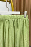 Wrinkled Pattern Elastic Waist Skirt Green