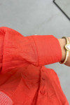 Wrinkled Fabric Pocket Detailed Long Shirt Coral