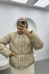 Short Puffer Jacket Beige