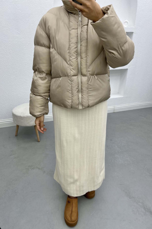 Short Puffer Jacket Beige