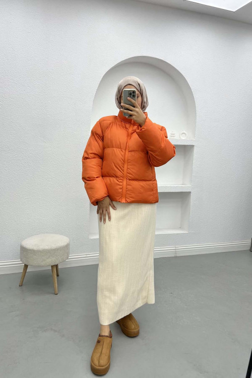 Short Puffer Jacket Orange