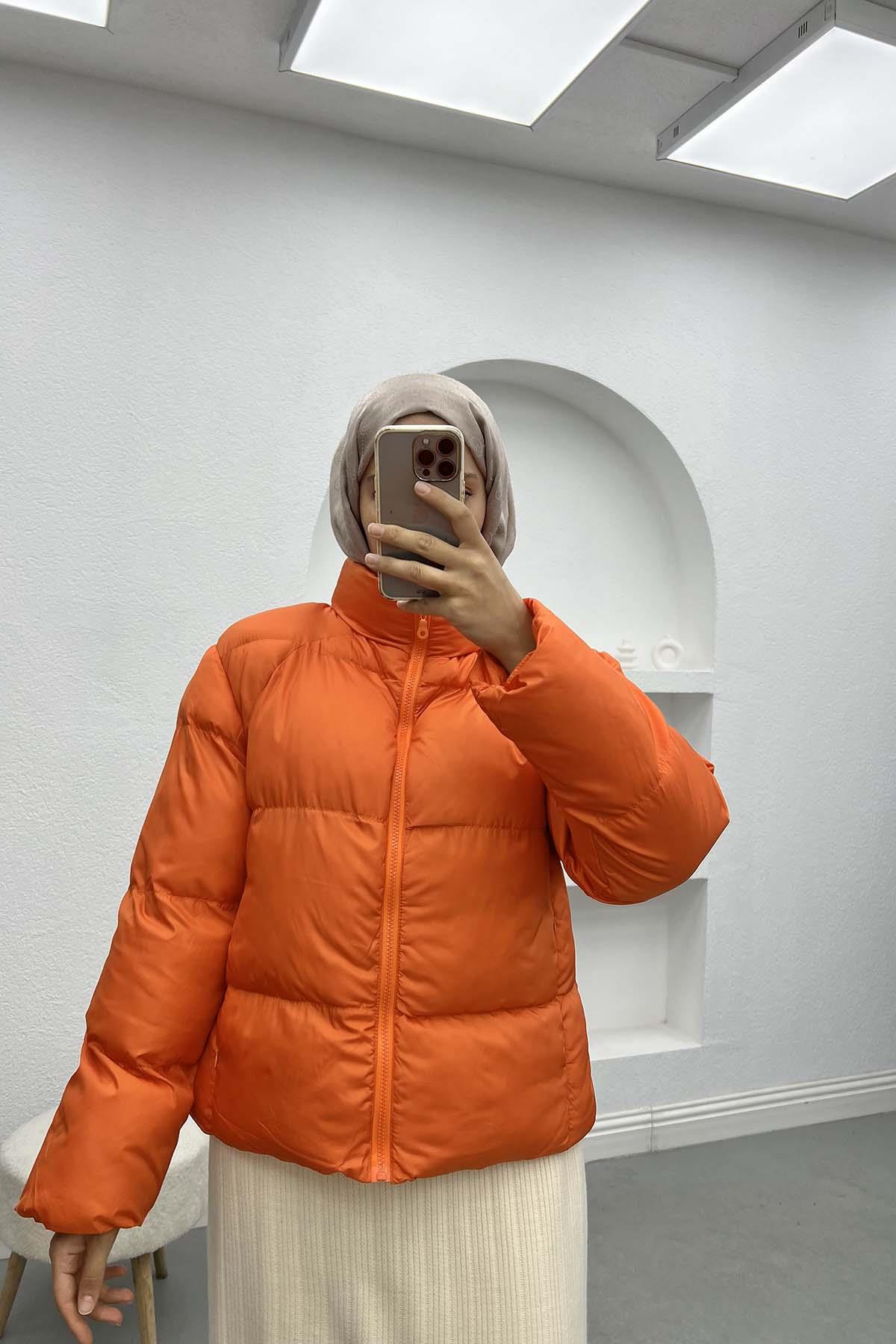 Short Puffer Jacket Orange