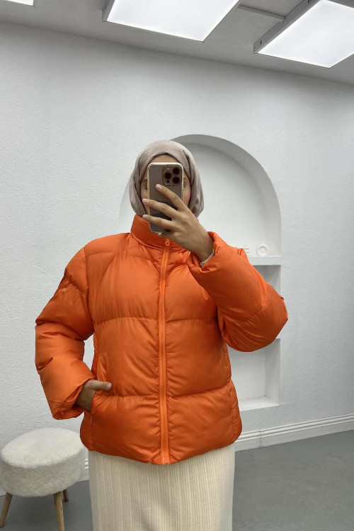 Short Puffer Jacket Orange