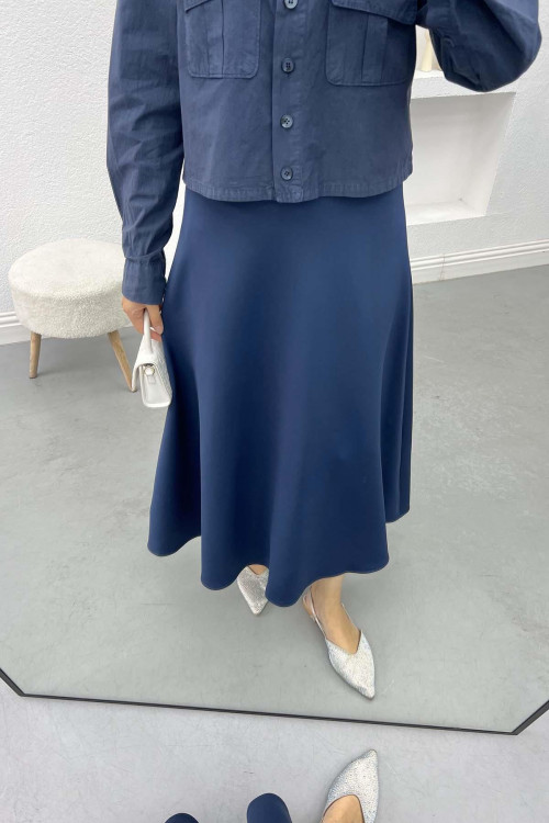 Flared Skirt Navy Blue