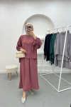 Sleeve Tied Skirt Suit Dusty Rose