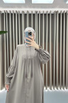 Sleeve Gathered Abaya Dark Beige