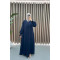 Navy Blue Gathered Sleeve Abaya