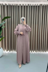 Sleeve Pleated Abaya Powder