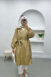 Gathered Sleeve Trench Coat Beige