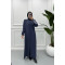 Striped Sleeve Abaya Gray