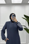 Striped Sleeve Abaya Gray