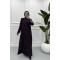 Sleeve Striped Abaya Plum