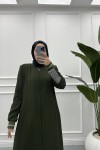 Striped Sleeve Abaya Green