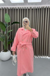 Sleeve Detailed Cashmere Coat Pink