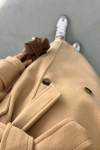 Sleeve Detailed Cashmere Coat Milky Coffee