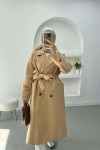 Sleeve Detailed Cashmere Coat Milky Coffee