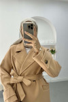 Sleeve Detailed Cashmere Coat Milky Coffee