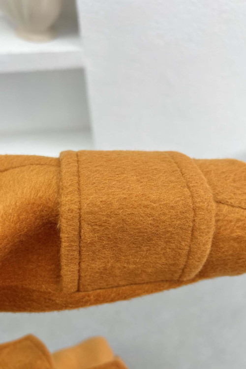 Sleeve Detailed Cashmere Coat Tan