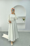 Sleeve Detailed Scuba Dress White