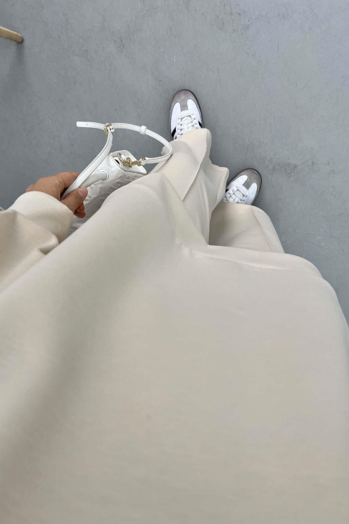 Sleeve Detailed Suit Cream