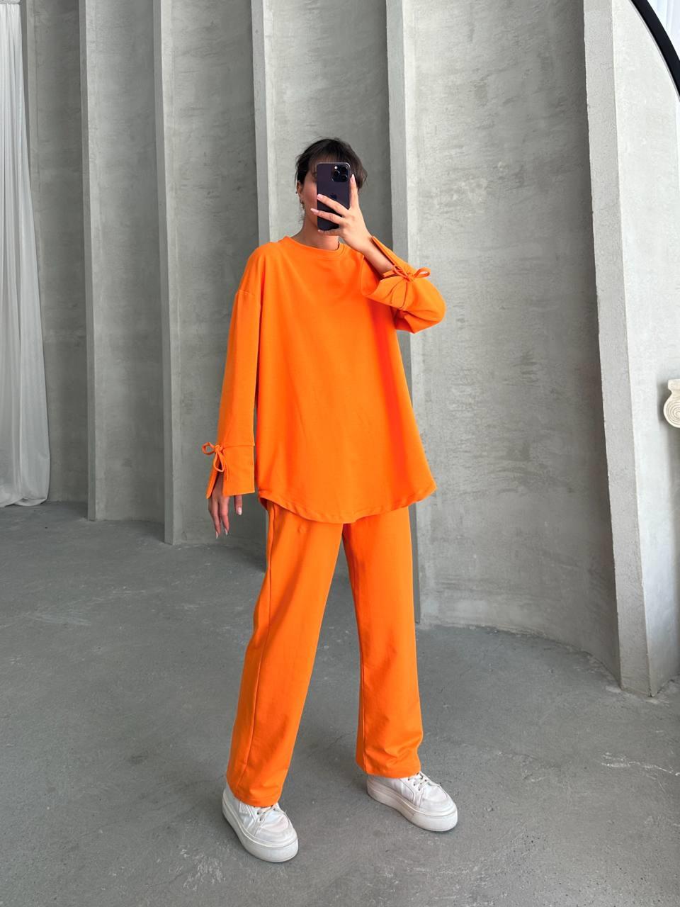 Sleeve Detailed Suit Orange