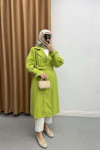 Sleeve Detailed Trench Coat Jeans Oil Green