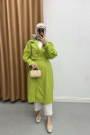 Sleeve Detailed Trench Coat Jeans Oil Green