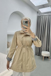 Trench Coat with Sleeve Detail Beige