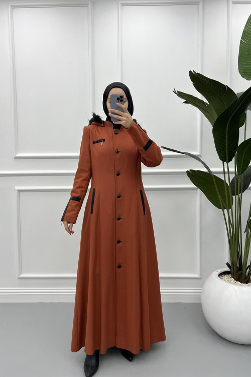 Zippered Sleeve Cashmere Abaya Tile