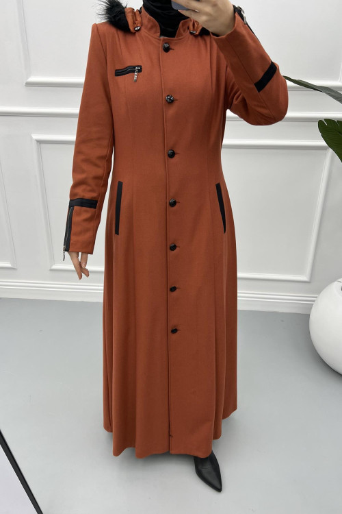 Zippered Sleeve Cashmere Abaya Tile