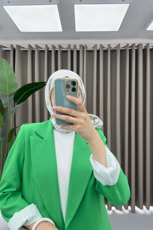 Folded Sleeve Jacket Green