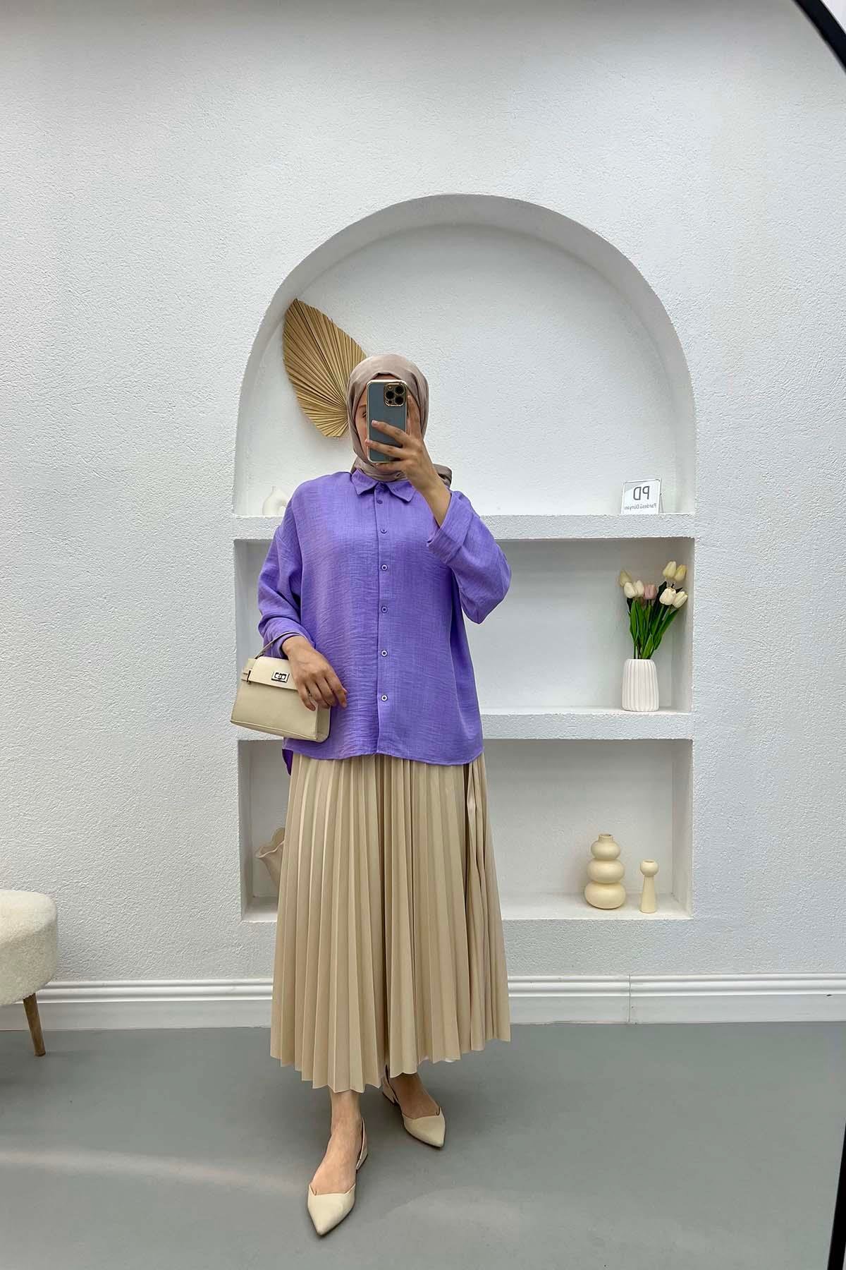 Folded Sleeve Shirt Lilac