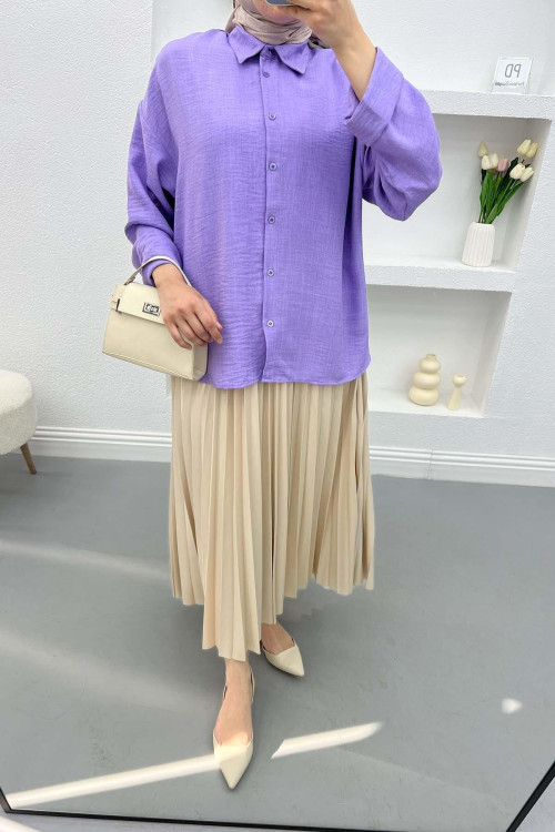 Folded Sleeve Shirt Lilac