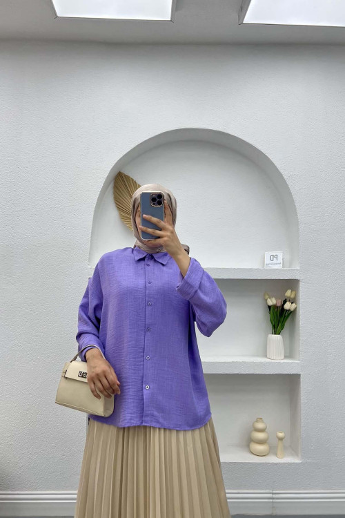 Folded Sleeve Shirt Lilac