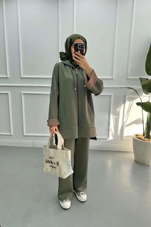 Folded Sleeve Scuba Suit Khaki