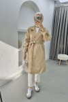 Trench Coat with Folded Sleeves Beige